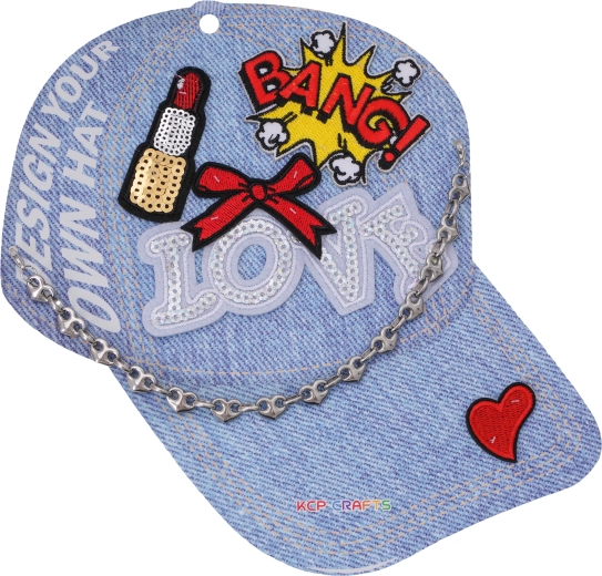 Set decorativo per cappellino in stile fumetto con paillettes e catena in metallo - 1 pezzo