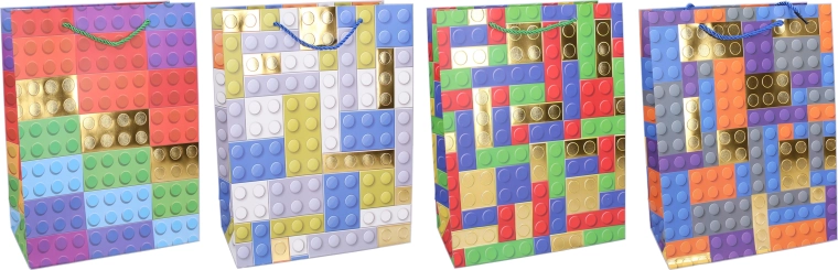 Busta regalo L 31 × 40 × 12 cm – per bambini, mattoncini colorati