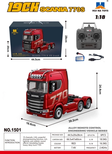 Camion telecomandato SCANIA 770S 1:18 rosso