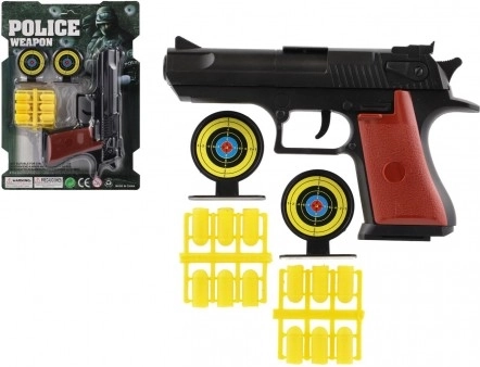Pistola giocattolo a tappi in plastica con proiettili e bersagli 17 cm