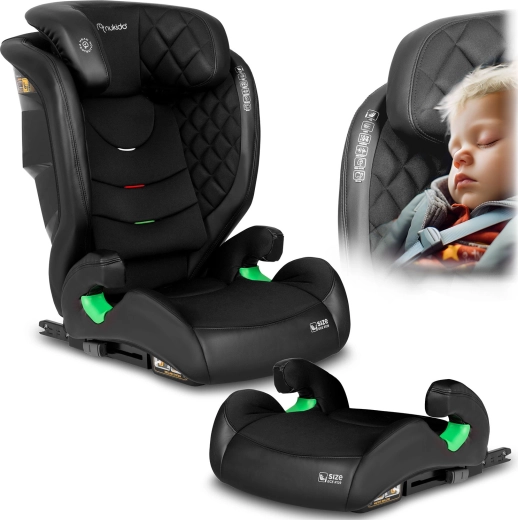 Seggiolino auto per bambini Nukido Louis nero 100–150 cm ISOFIX i-Size