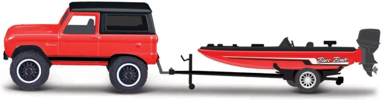 Maisto Design Tow & Go – Ford Bronco 1966 con rimorchio e motoscafo 1:64