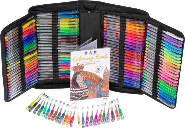 Penna gel colorata in astuccio, 120 pz + 120 ricariche