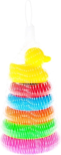 Piramide per bambini in rete con anelli e paperella