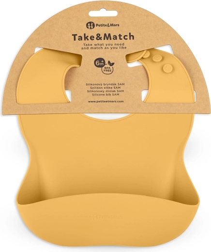 Bavaglino in silicone PETITE&MARS Take&Match intense ochre 6m+