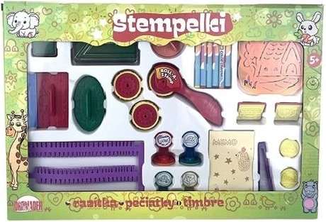Set di timbri per bambini in scatola colorata