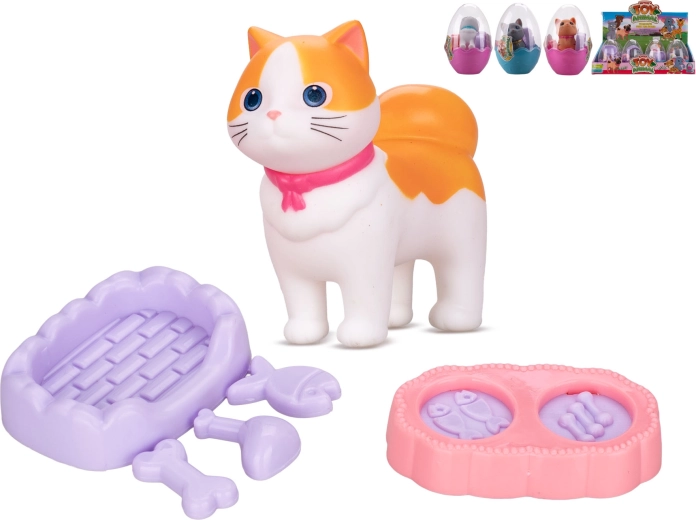 Figurina di gattina nell’ovetto con accessori
