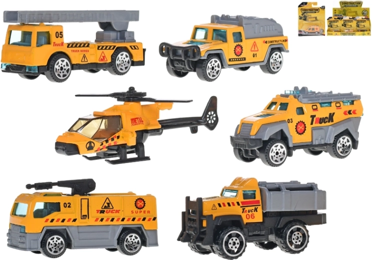 Veicoli da cantiere in metallo 7–8,5 cm – set da 18 pezzi