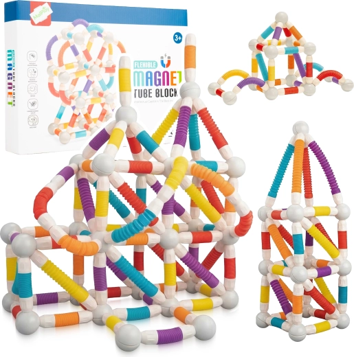 Costruzioni magnetiche – tubicini mobili, 100 pezzi