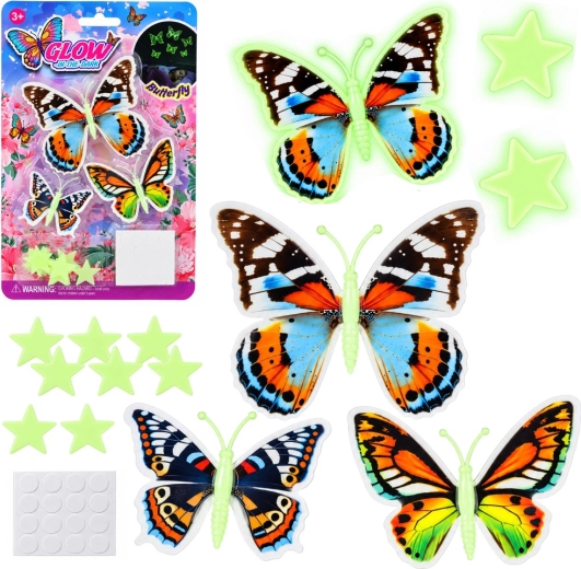 Farfalle e stelline fluorescenti da parete