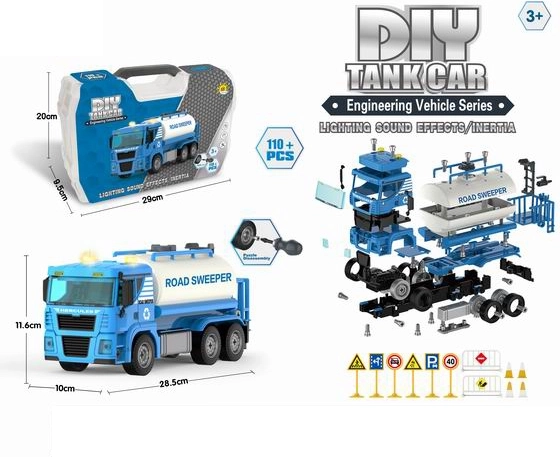 Autocisterna da montare – set da costruzione con 110 pezzi con luce e suono