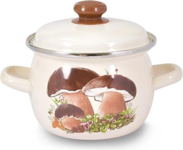 Pentola smaltata con coperchio TORO 2,5 l – funghi