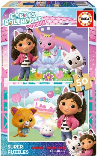 Educa puzzle in legno La casa delle bambole di Gabby 2 × 50 pezzi
