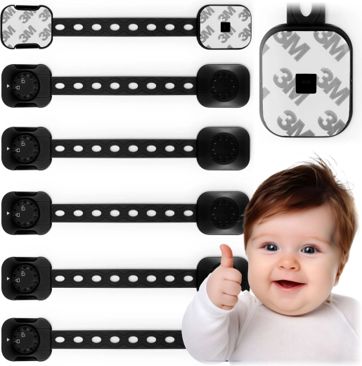 Serrature di sicurezza per armadietti RICOKIDS per bambini, 6 pz, nere