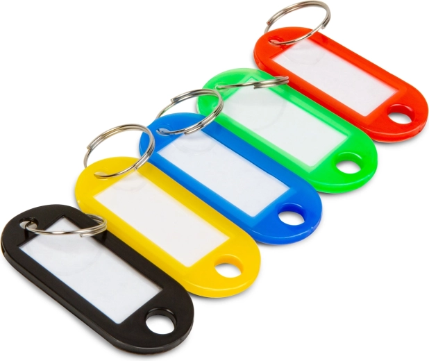 Etichette identificative in plastica per chiavi, 5 colori, 50 pezzi