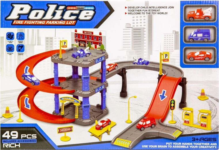 Parcheggio della polizia con 3 macchinine - 1 pezzo