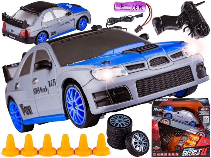 Auto RC drift 1:24 2,4 GHz 4WD argento - 1 pezzo