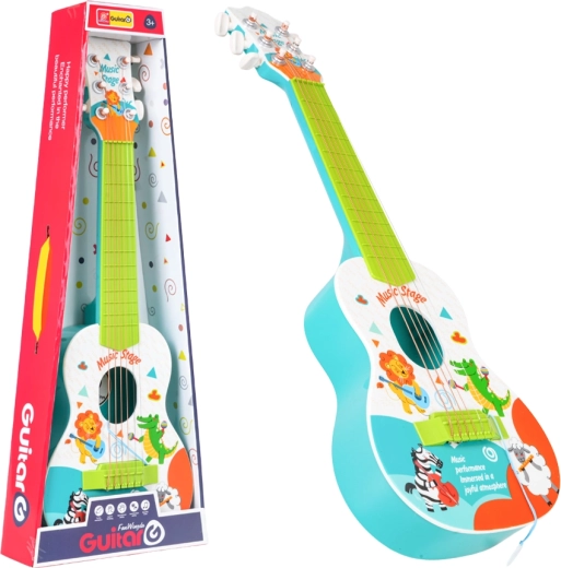 Chitarra classica per bambini con animaletti blu - 1 pezzo