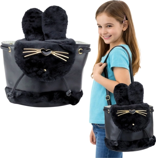 Zainetto peluche per bambini a forma di coniglietto nero 4 l
