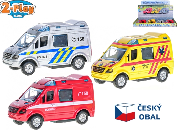 Macchinina di metallo dei servizi di emergenza 8 cm con retrocarica