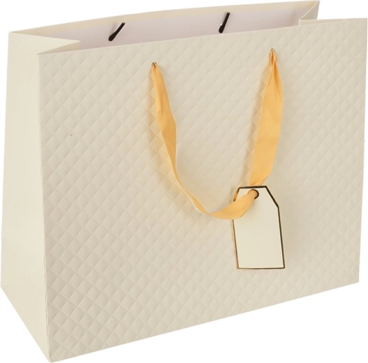 Borsa regalo in carta quilt beige 31 × 12 × 26 cm
