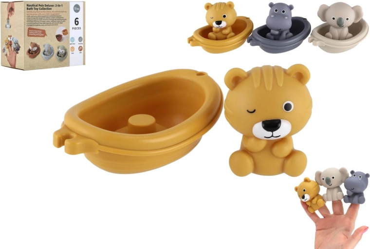 Barchette di gomma per il bagnetto con animaletti, set
