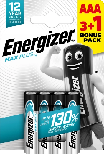 Energizer Max Plus AAA batterie alcaline 3+1 gratis, 4 pz