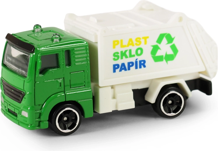Camioncino dei rifiuti in metallo 7 cm con cassone apribile