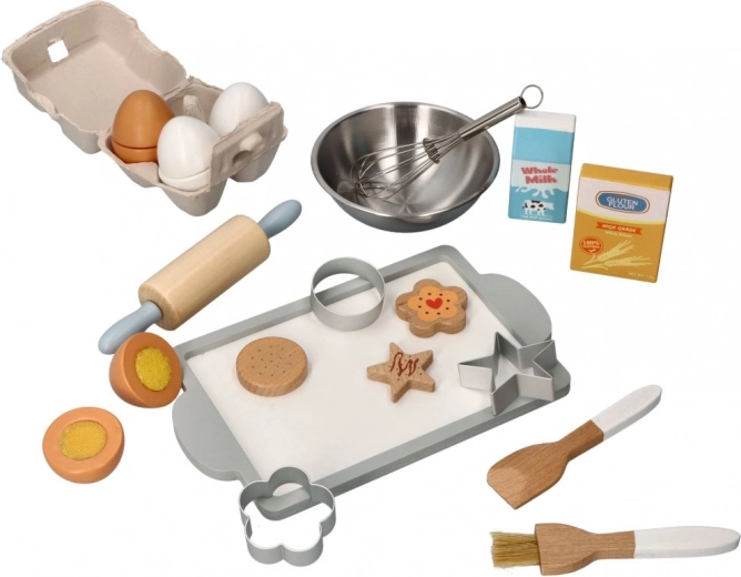 set da forno per bambini in legno e acciaio inox