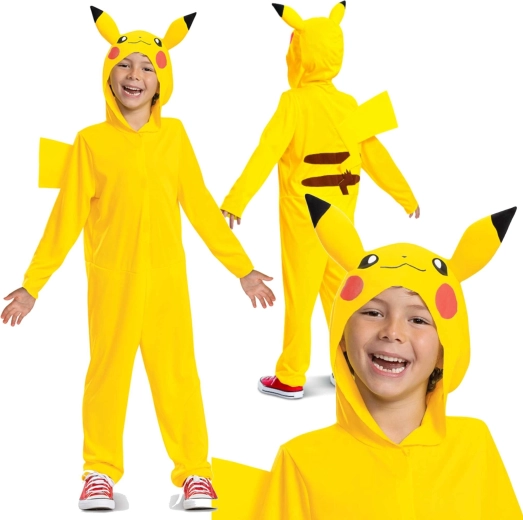 Costume per bambini POKÉMON Pikachu kigurumi con cappuccio (109–126 cm, 4–6 anni)