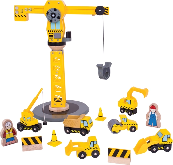 set di costruzioni in legno con gru BIGJIGS RAIL