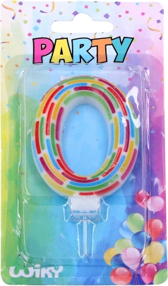 Candela da party numero 0 con righe