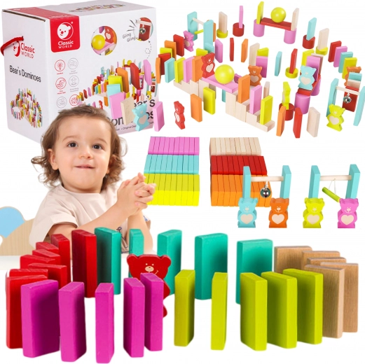 Domino in legno per bambini Orsetti 105 pz CLASSIC WORLD