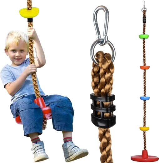 Kruzzel altalena per bambini con corda da arrampicata 2in1 fino a 100 kg