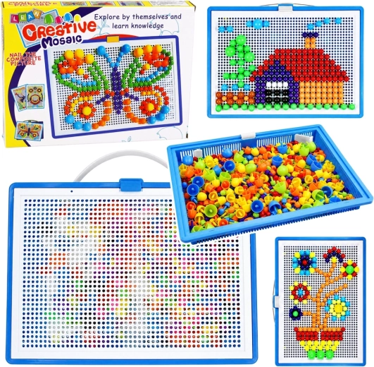 Mosaico creativo con pioli colorati in valigetta (circa 300 pezzi)