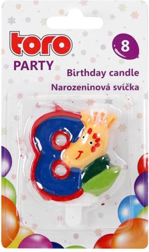 Candela per torta numero 8 con giraffa, infilzabile, 5 cm