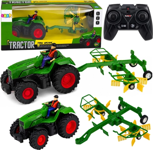 Trattore agricolo RC con ranghinatore in scala 1:24