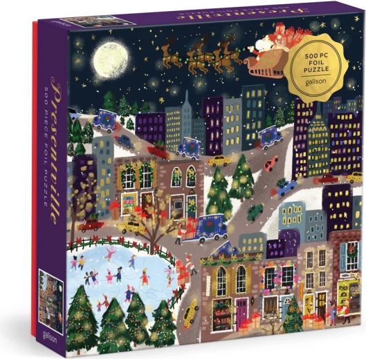 Puzzle con dettagli metallizzati Galison Joy Laforme Cittadina natalizia Presentville, 500 pezzi