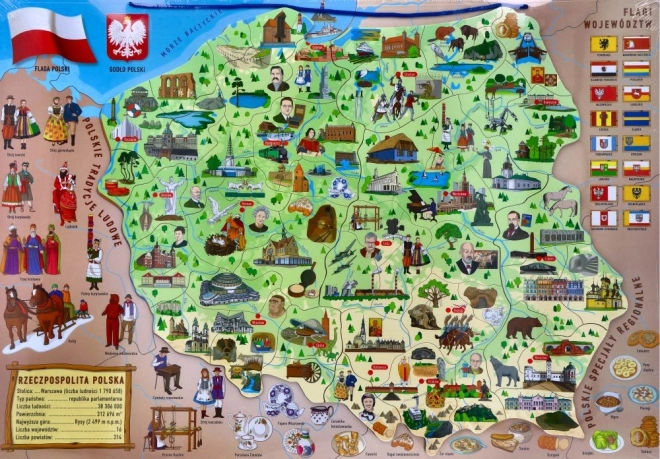 Mappa magnetica della Polonia 3 in 1