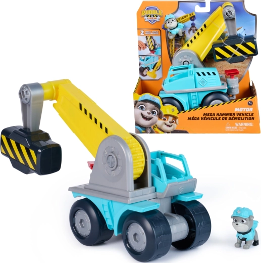 Paw Patrol Rubble e la sua squadra: Motor e veicolo da cantiere trasformabile con martello e personaggio