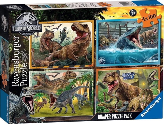 Puzzle Ravensburger Jurassic World set 4x100 pezzi