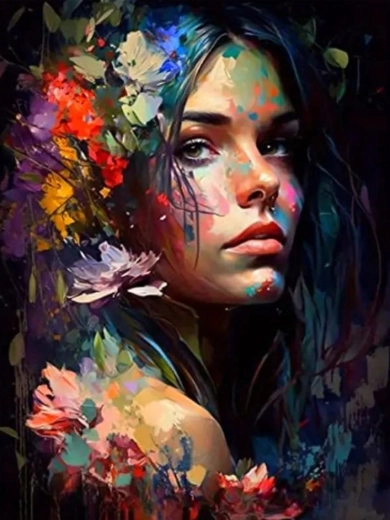 Dipingere con i numeri – donna colorata 40 × 50 cm