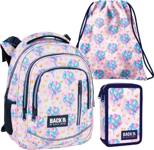 Set scolastico BackUP Balloons 3 in 1 (zaino, astuccio attrezzato, sacca)