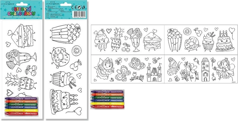 Album da colorare autoadesivo da viaggio CONCORDE con 6 pastelli a cera