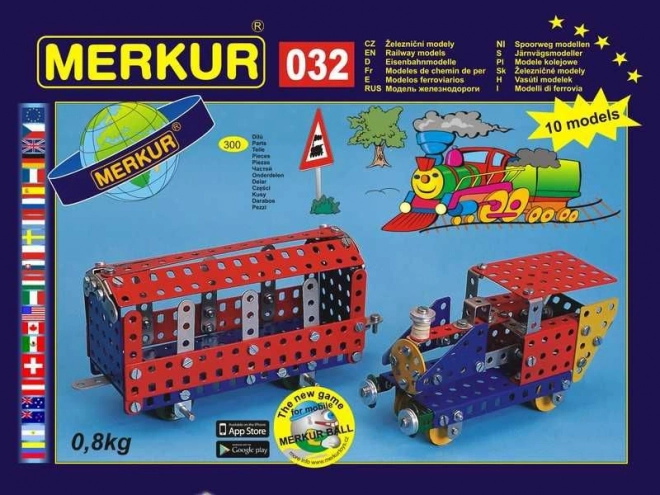 Costruzioni Merkur 032 – modelli ferroviari, 10 modelli, 300 pezzi