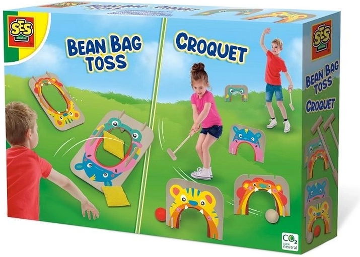 SES gioco da esterno 2 in 1: croquet e lancio dei sacchetti