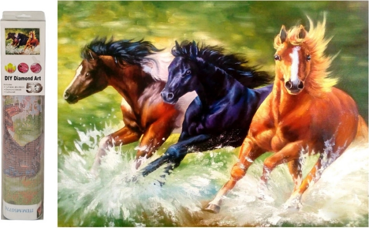 Mosaico di diamanti – cavalli al galoppo