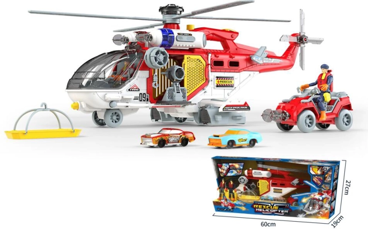 Aereo di soccorso con auto e squadra di salvataggio