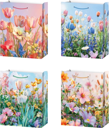 Borsa regalo M con motivo di fiori di campo