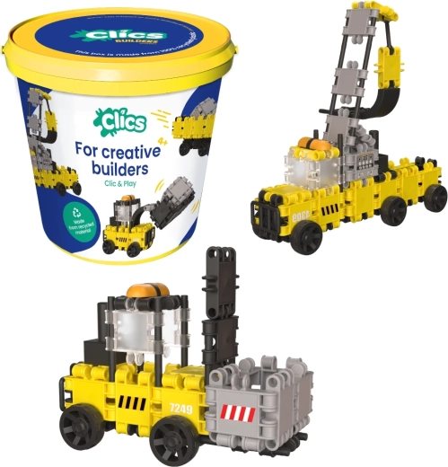 Clics set di costruzione Macchine da cantiere 5 in 1 nel secchio, 144 pezzi